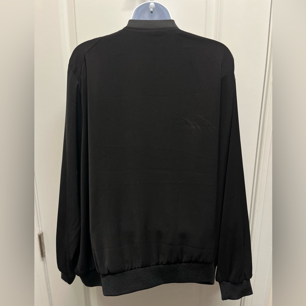 Susan Graver Black Liquid Knit Bomber Jacket - Gold Hardware 2X - Picture 2 of 12